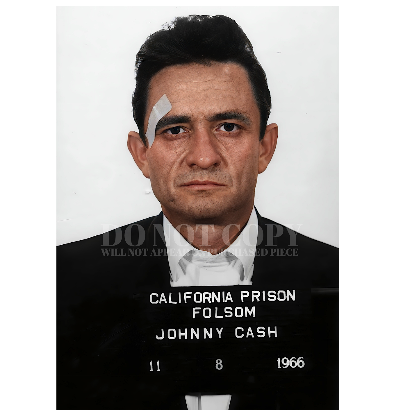Johnny Cash Mugshot Glossy Poster - Folsom Jail Picture Print, Black And White
